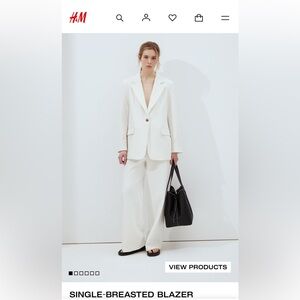 H&M White Single-Breasted Oversized Blazer